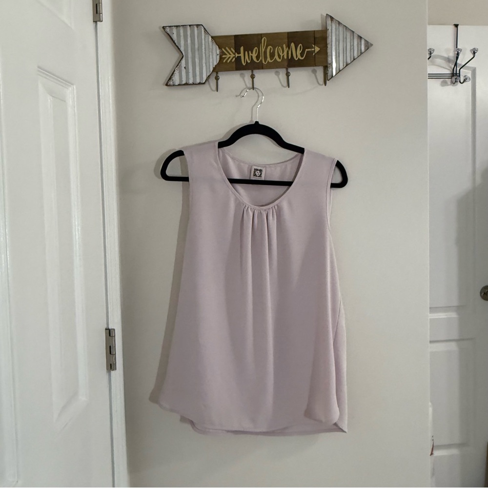 Anne Klein Purple Sleeveless Blouse Flowing Silhouette